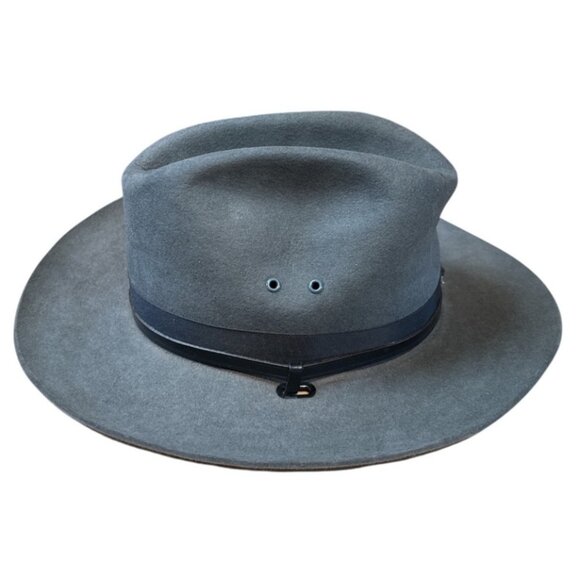 Stratton Sheriff Style FELT Hat Brim Oval Gray Sz 7 1/4 Self Forming USA - Picture 2 of 9